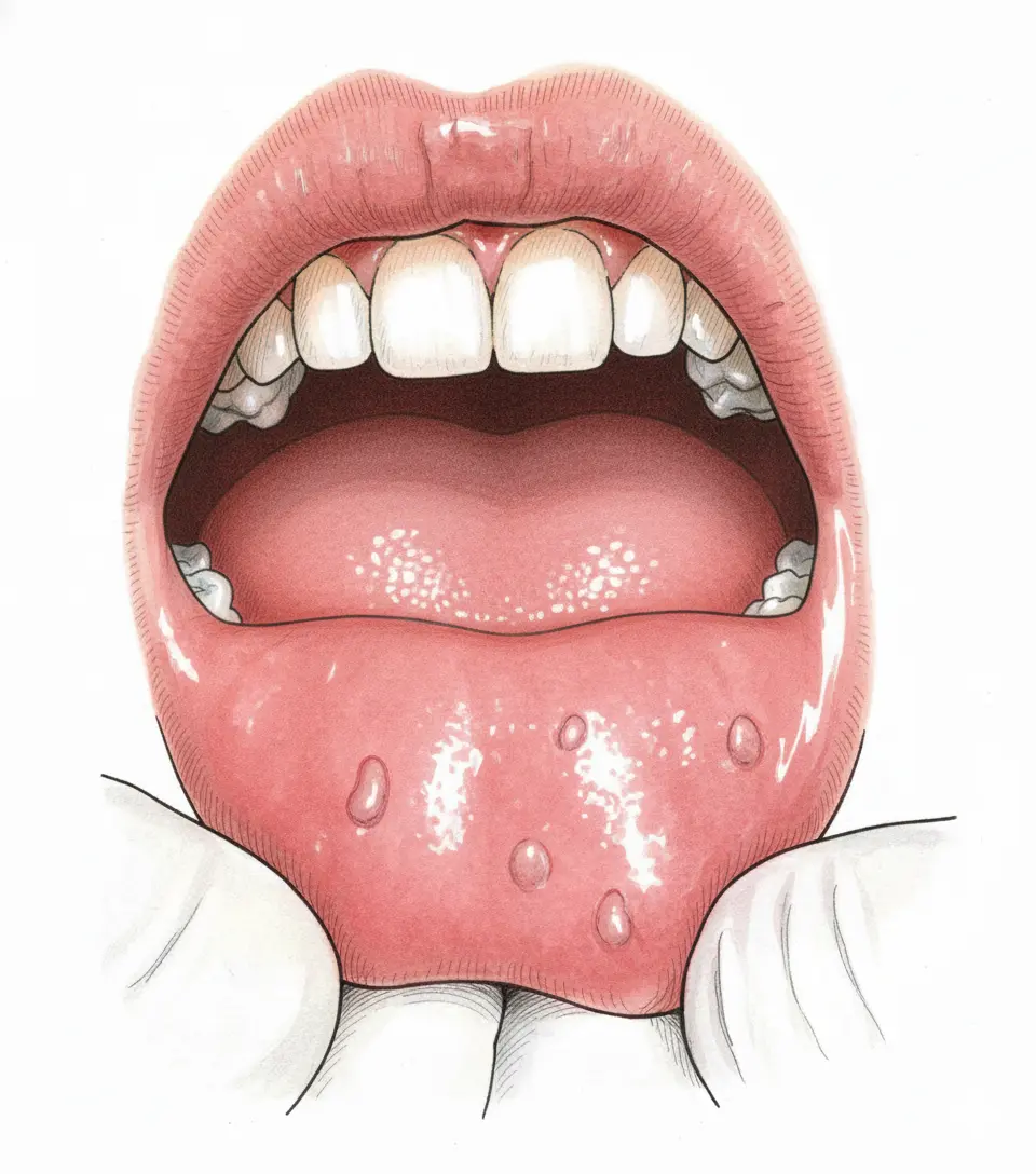 Diagram showing minor salivary glands in the lip